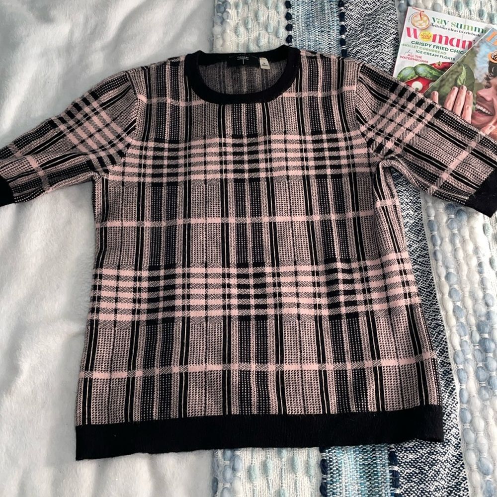 Tahari Checked Knit T-Shirt - M